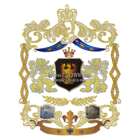 Rhinestone Royal Emblem Fleur De Lis And Black Eagle Pattern For T Shirts
